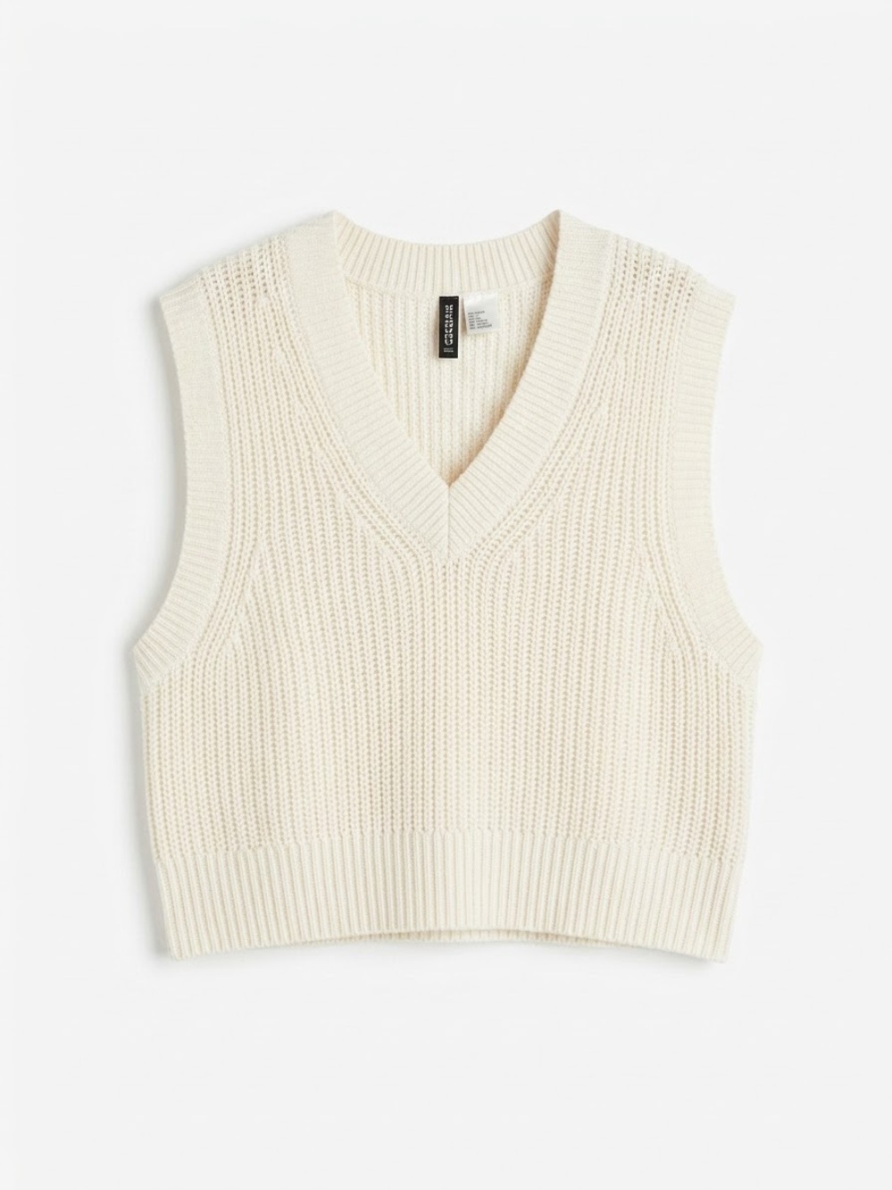 H&M Ribbed Knit Sweater Vest – Cream, Size Medium